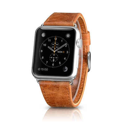 CoverKingz Smartwatch-Armband Leder Armband für Apple Watch 49/45/44/42mm Series Ultra/8/7/6/SE/5/4, Lederband Edelstahl Faltschließe Serie Ultra 2/Ultra/9/8/7/6/SE/5/4/3