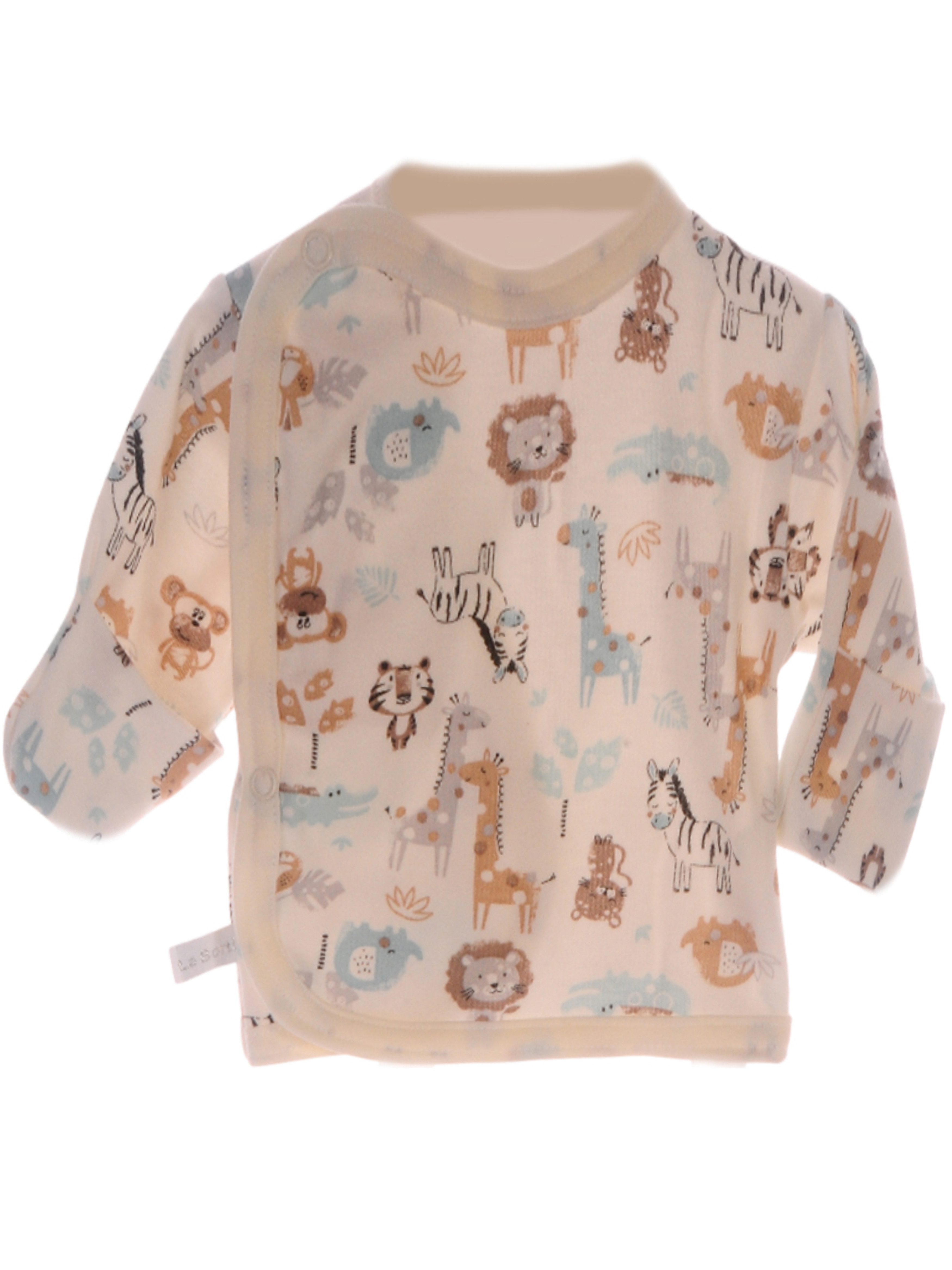La Bortini Wickelshirt Wickelhemdchen Shirt Baby Langarmshirt mit Kratzschutz aus reiner Baumwolle, 44 50 56 62 68, gemustert, neutral