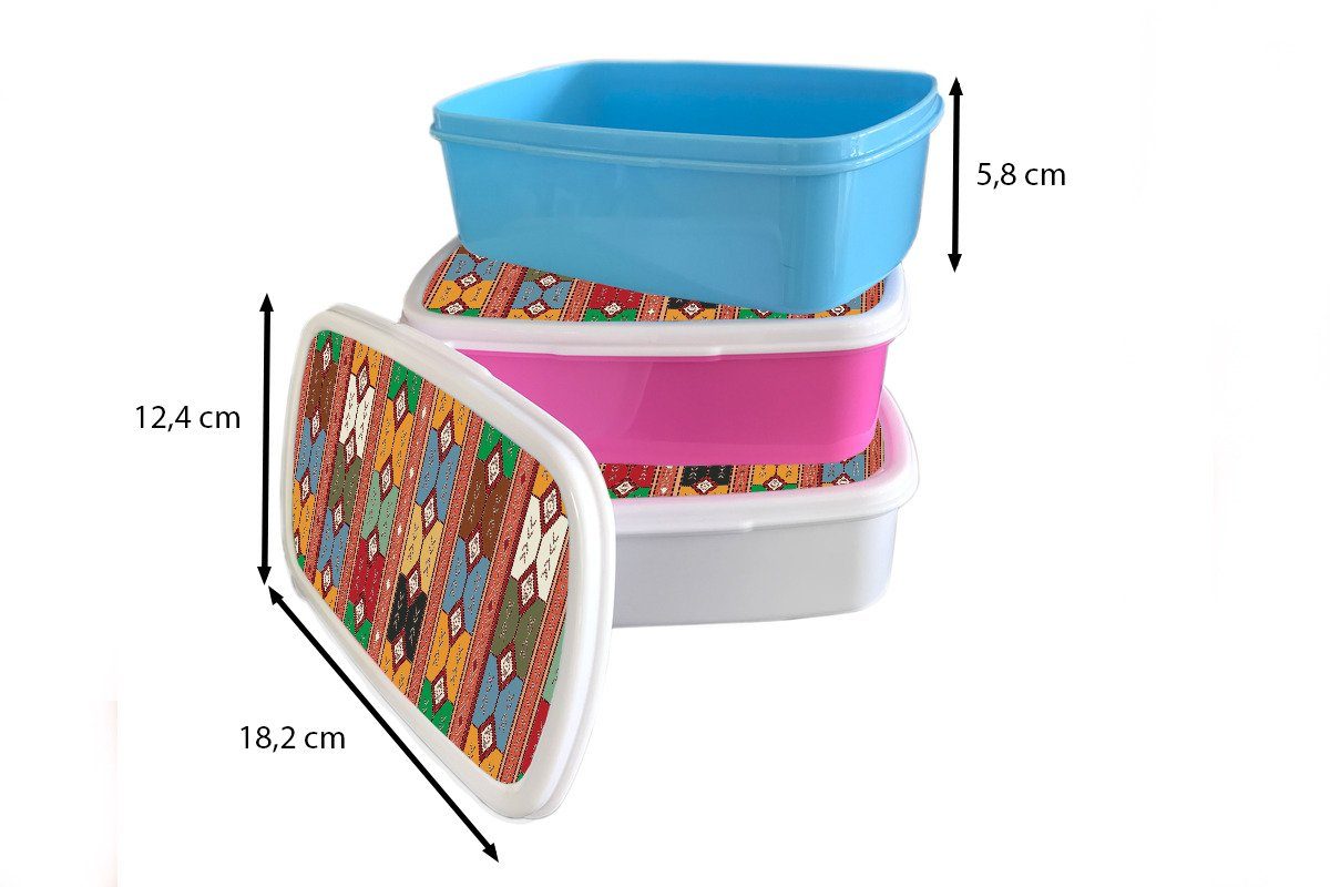 Erwachsene, Mädchen Brotdose, (2-tlg), Lunchbox - Kinder für Brotbox MuchoWow Jungs Südamerika, für Muster und und Kunststoff, weiß Geometrie -