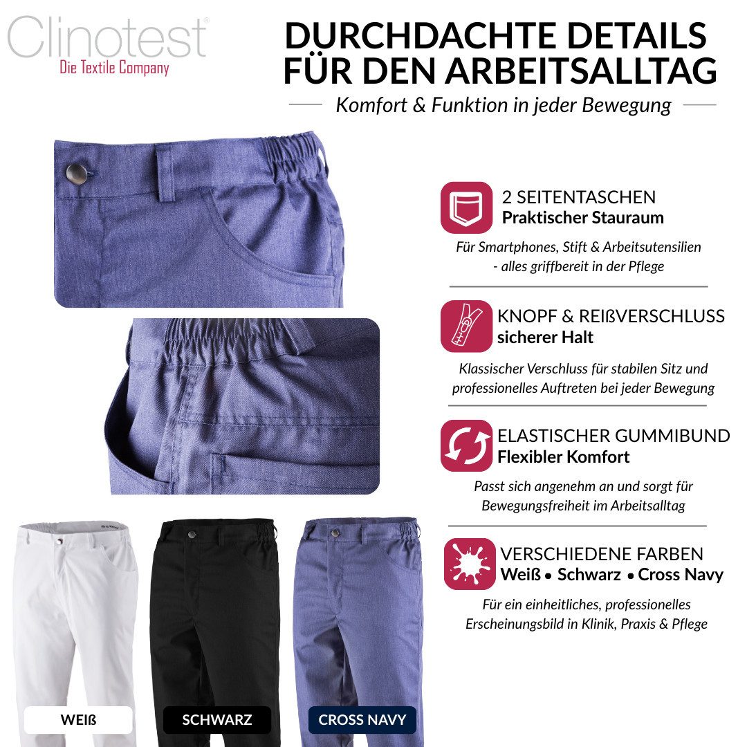 Clinotest Arbeitshose Paul/Paula, Jeanshose/Pflegehose/Klinikhose/Arzthose, Unisex