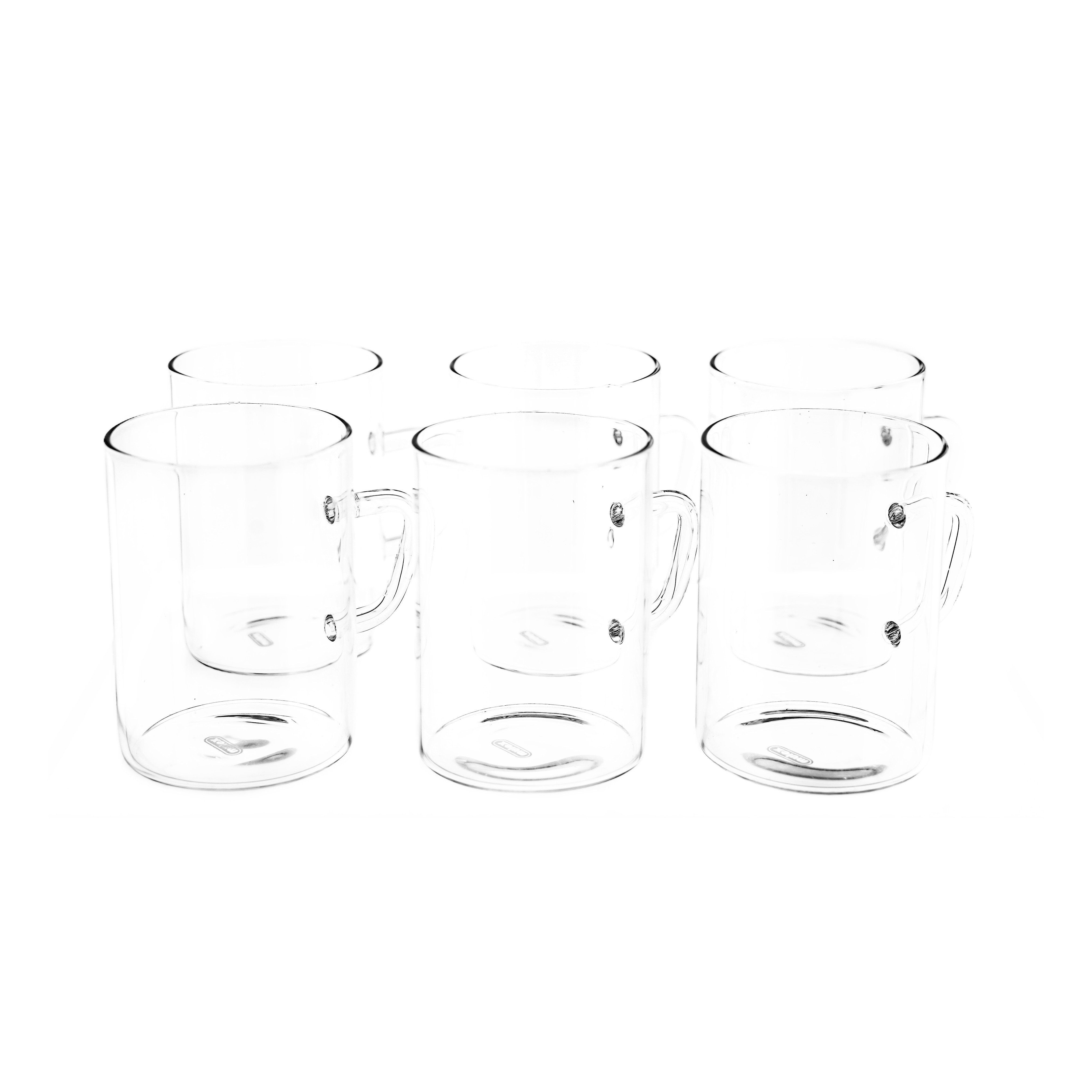 Mulex Teeglas 6 Teiliger Glas-Set mit Henkel für Tee oder Kafee 260 ml, 6-tlg.