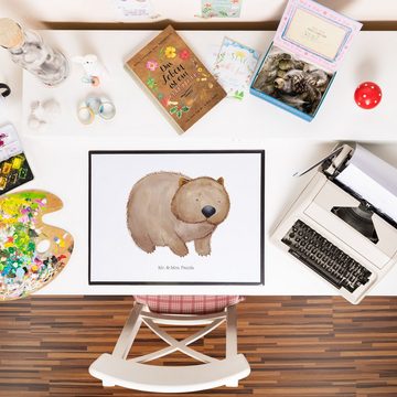 Mr. & Mrs. Panda Schreibtischunterlage Wombat - Weiß - Geschenk, Motivation, Bürobedarf, Das Leben ist schön, (1 tlg)