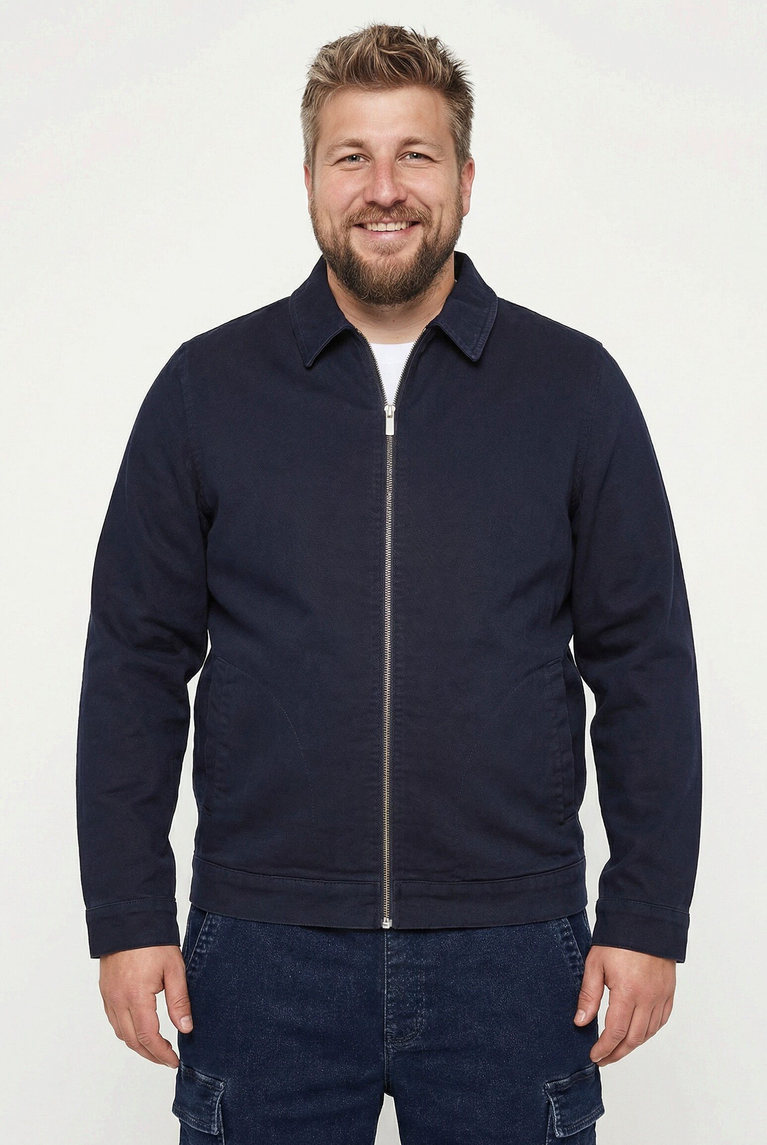 Men Plus Funktionsjacke Jeansjacke Denim Zipper 2 Taschen günstig online kaufen