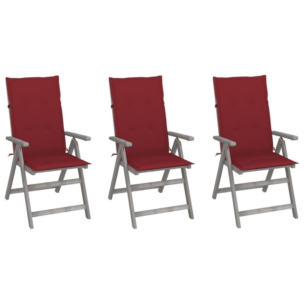 Stk. mit Massivholz Gartenstühle Auflagen 3 furnicato Akazie Gartenstuhl Verstellbare