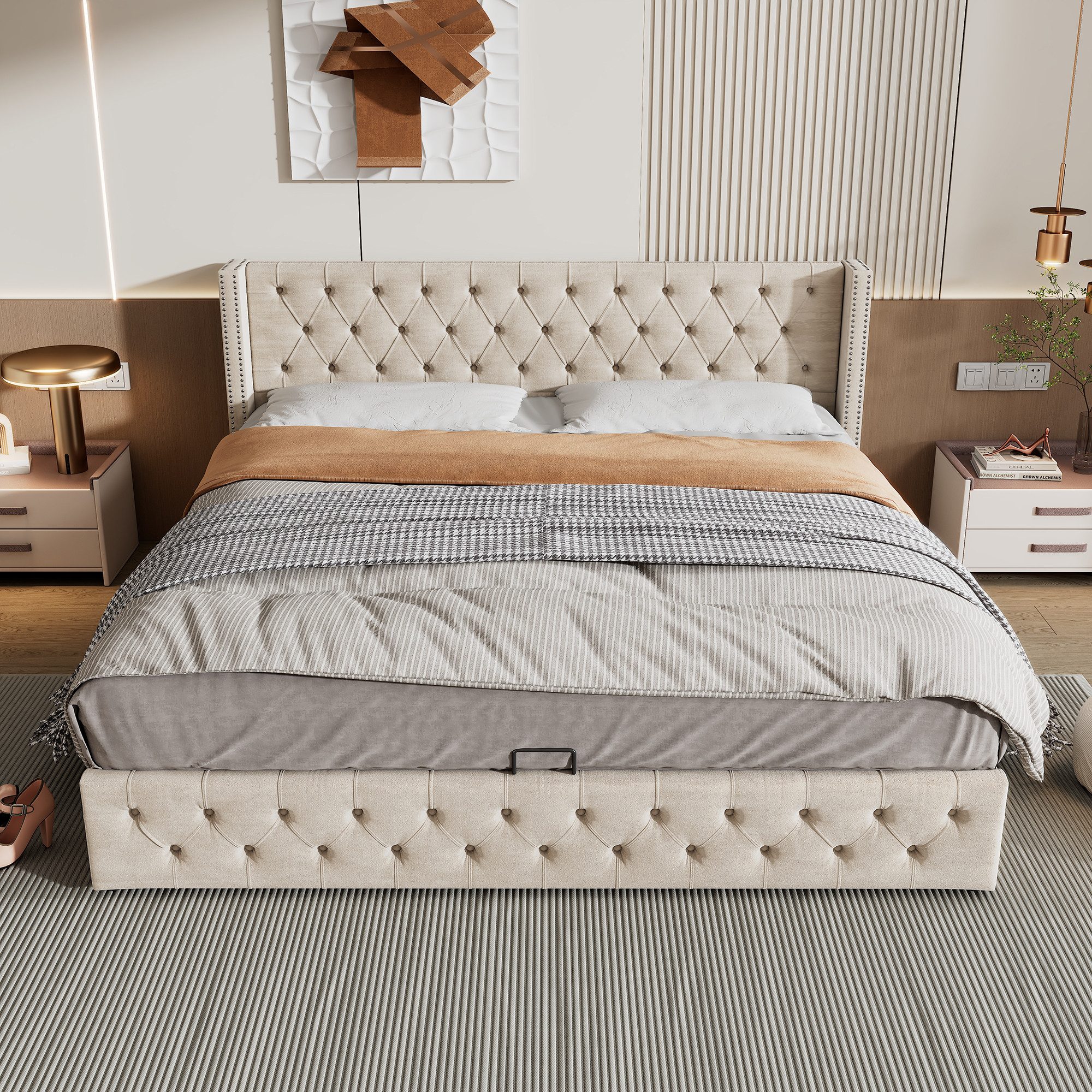 Flieks Polsterbett, Samt Hydraulisches Funktionsbett Doppelbett 160x200cm günstig online kaufen