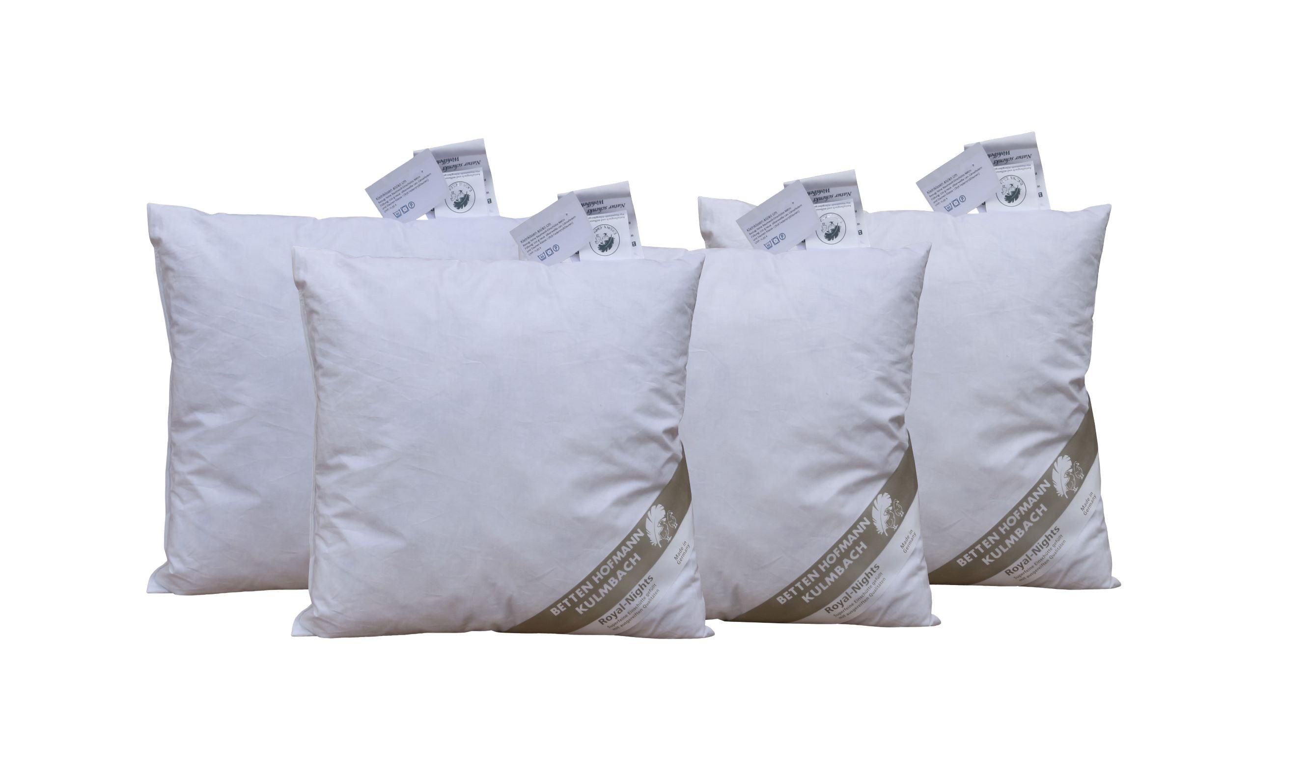 Betten Hofmann Kopfkissen 4 Stück Betten Hofmann Kleinkissen 40x40 cm 220 g Federkissen Sofakiss, Füllung: 85% Federn, 15% Daunen, Bezug: 100% Baumwolle, Seitenschläfer, Rückenschläfer, 4-tlg., made in Germany, vielseitig einsetzbar, im Set günstiger
