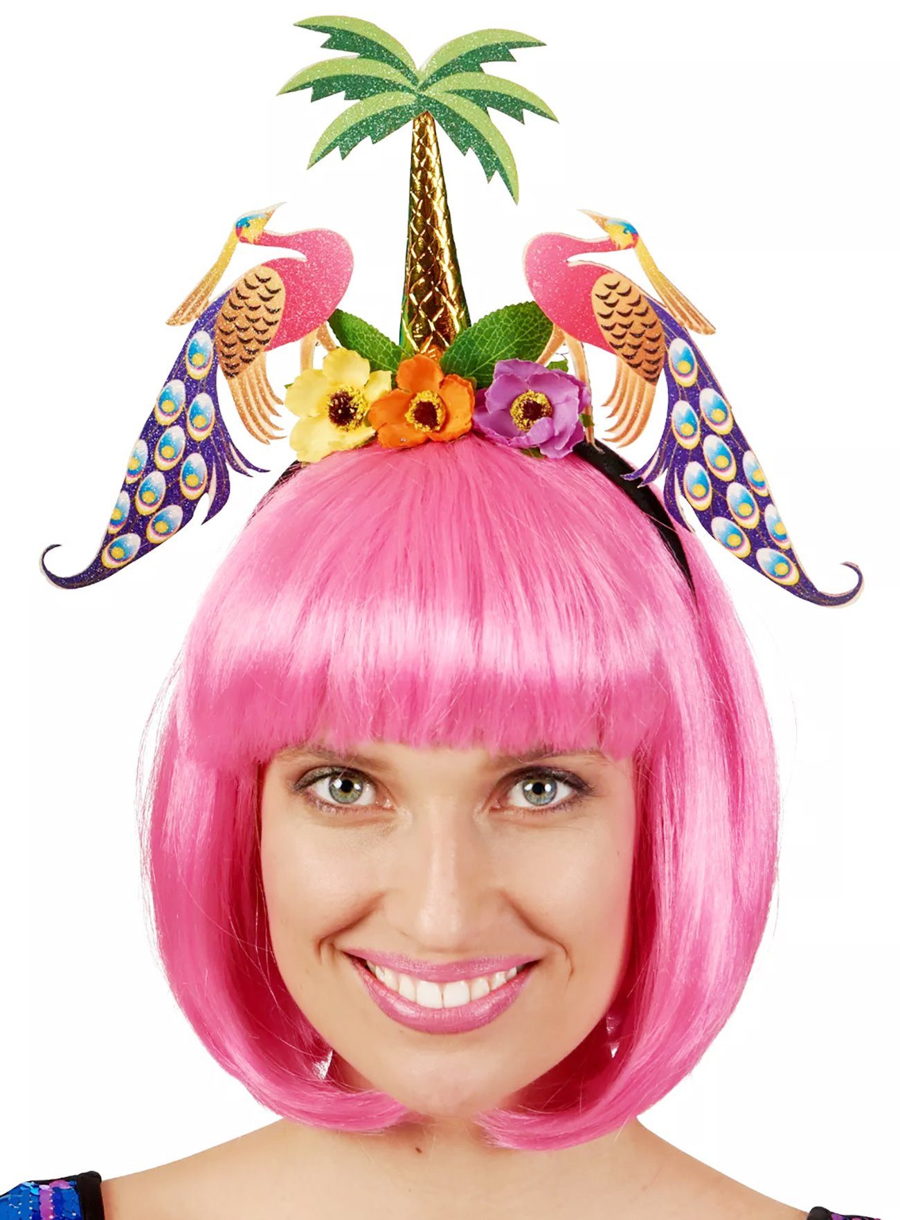 Metamorph Kostüm Tropical Hawaii Haarreif - Fasching Karneval Motto, Lustiger Kopfschmuck im Südssee-Look