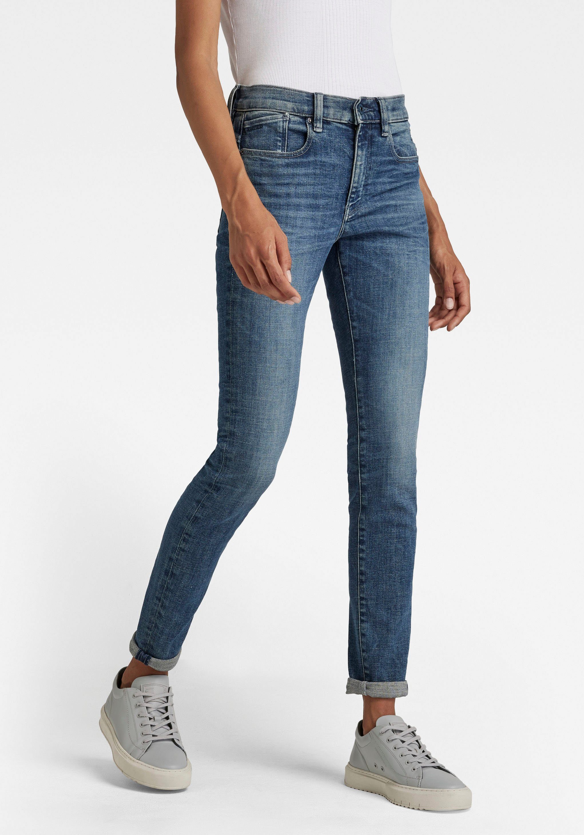 RAW cascade (mid durch Wohlfühlfaktor Stretchanteil G-Star faded blue) Skinny-fit-Jeans mit