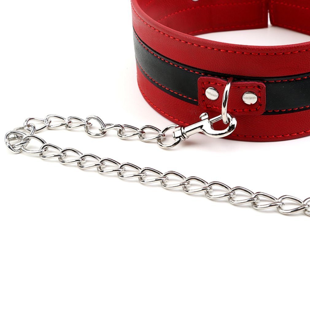 Erotik-Halsband Halsband-Geschirr mit Leine Lila, Ketten PVC-Packung, 1-tlg