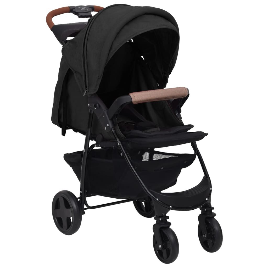 vidaXL Kombi-Kinderwagen, 3-in-1 Kinderwagen Anthrazit Stahl