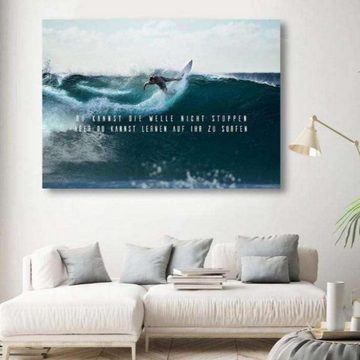 Hustling Sharks Leinwandbild Premium Wandbild als XXL Leinwandbild "Lerne zu Surfen", in 7 unterschiedlichen Größen verfügbar