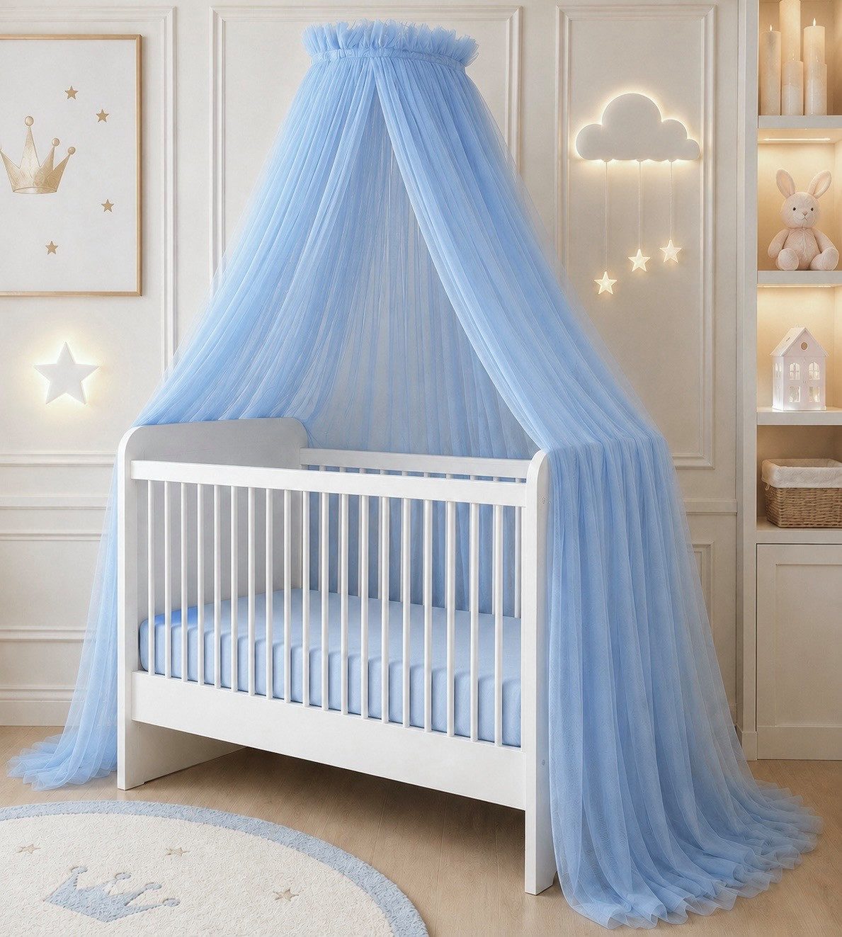 Baby Fancyroom Betthimmel Betthimmel aus 12 Meter Tüll aus 1. Klasse für Kinderbett Gitterbett, Himmel für Babybett Kinderbett