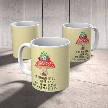 Mr. & Mrs. Panda Tasse Marienkäfer Fliegenpilz - Gelb Pastell - Geschenk, Büro Tasse, lustig, Keramik, Einzigartiges Botschaft