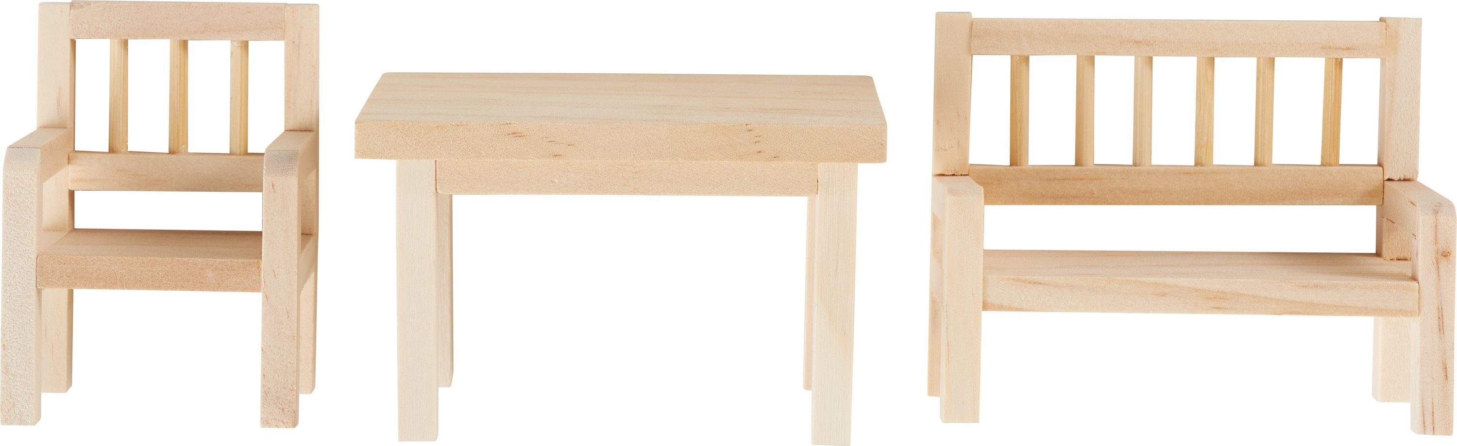 HobbyFun Dekofigur Wichtel-Set Tisch, Bank & Stuhl, 3 Teile günstig online kaufen