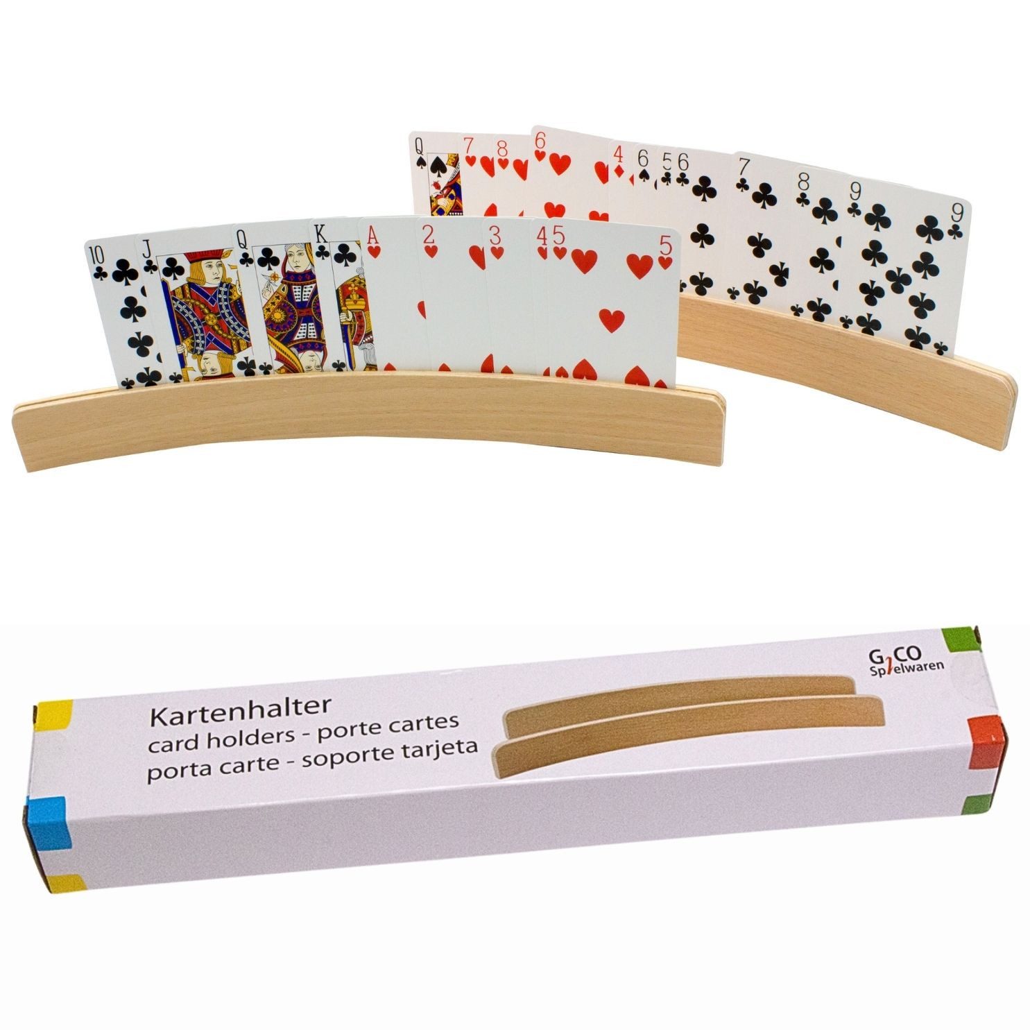 GICO Spielesammlung GICO Kartenhalter Spielkartenhalter aus Holz L 33 cm 2er Set-7956