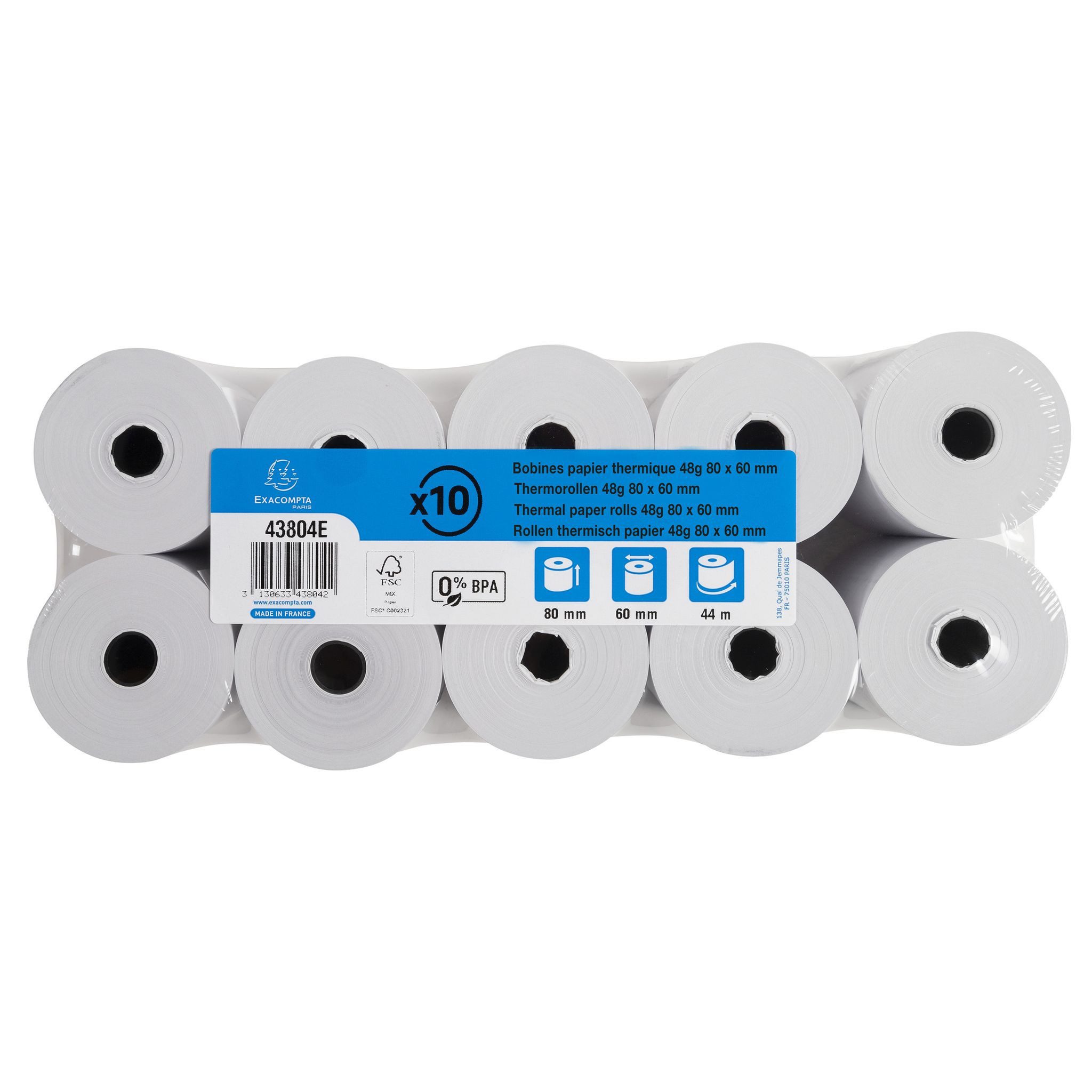 EXACOMPTA Kassensystem Exacompta Rolle 1lg therm 48g 80x60mmm oBPA per10