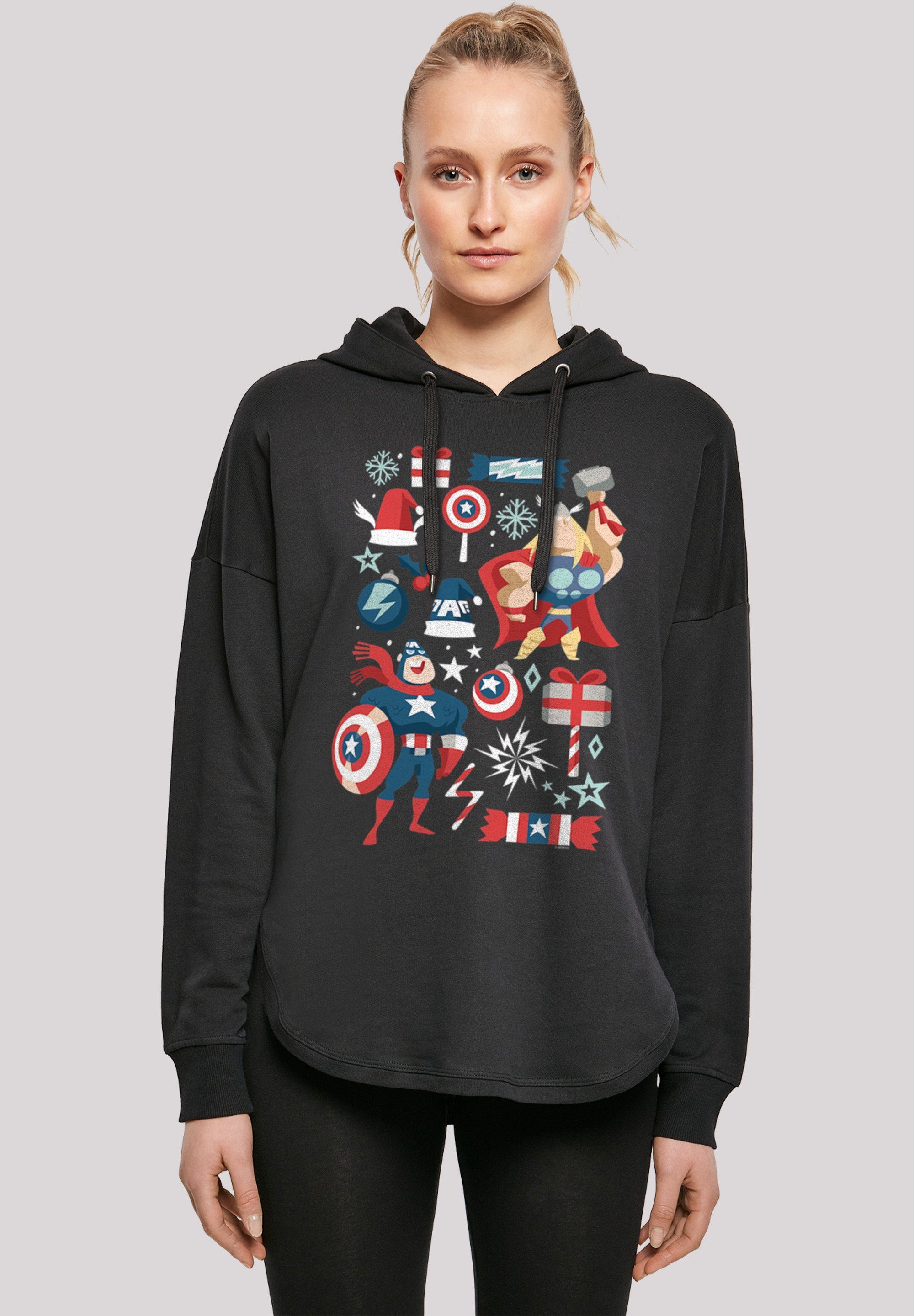 F4NT4STIC Kapuzenpullover Marvel Thor und Captain America weihnachten Print schwarz