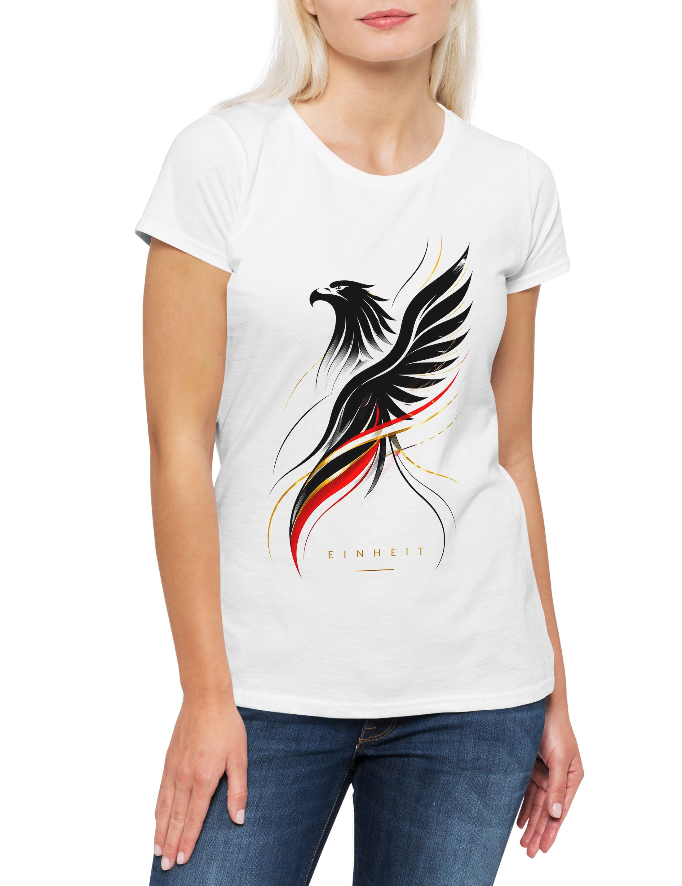 Urban Backwoods Print-Shirt Einheit Deutschland Damen T-Shirt Adler Elf Berlin Germany Mannschaft (1-tlg) Fußball WM Soccer Football