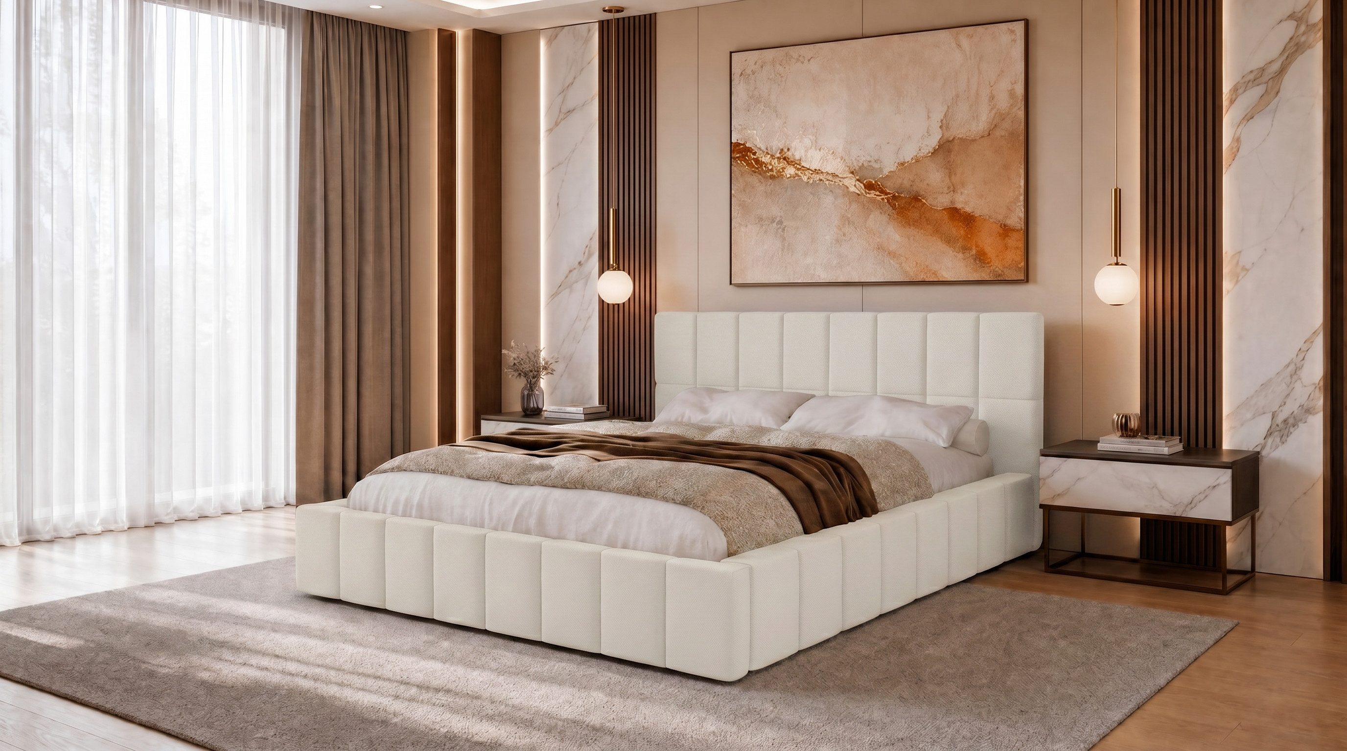 MARPUR Polsterbett ALMA Luxus Polsterbett mit Lattenrost und großem Bettkasten (Polsterbett mit Bettkasten und Kopfteil, Lattenrost, Füße, Anleitung), Gepolstertes Kopfteil für optimalen Lesekomfort & Farben wählbar