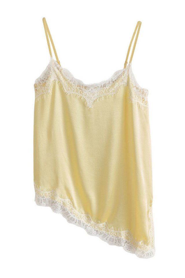 Next Trägertop Asymmetrisches Trägertop aus Satin mit Spitze (1-tlg)