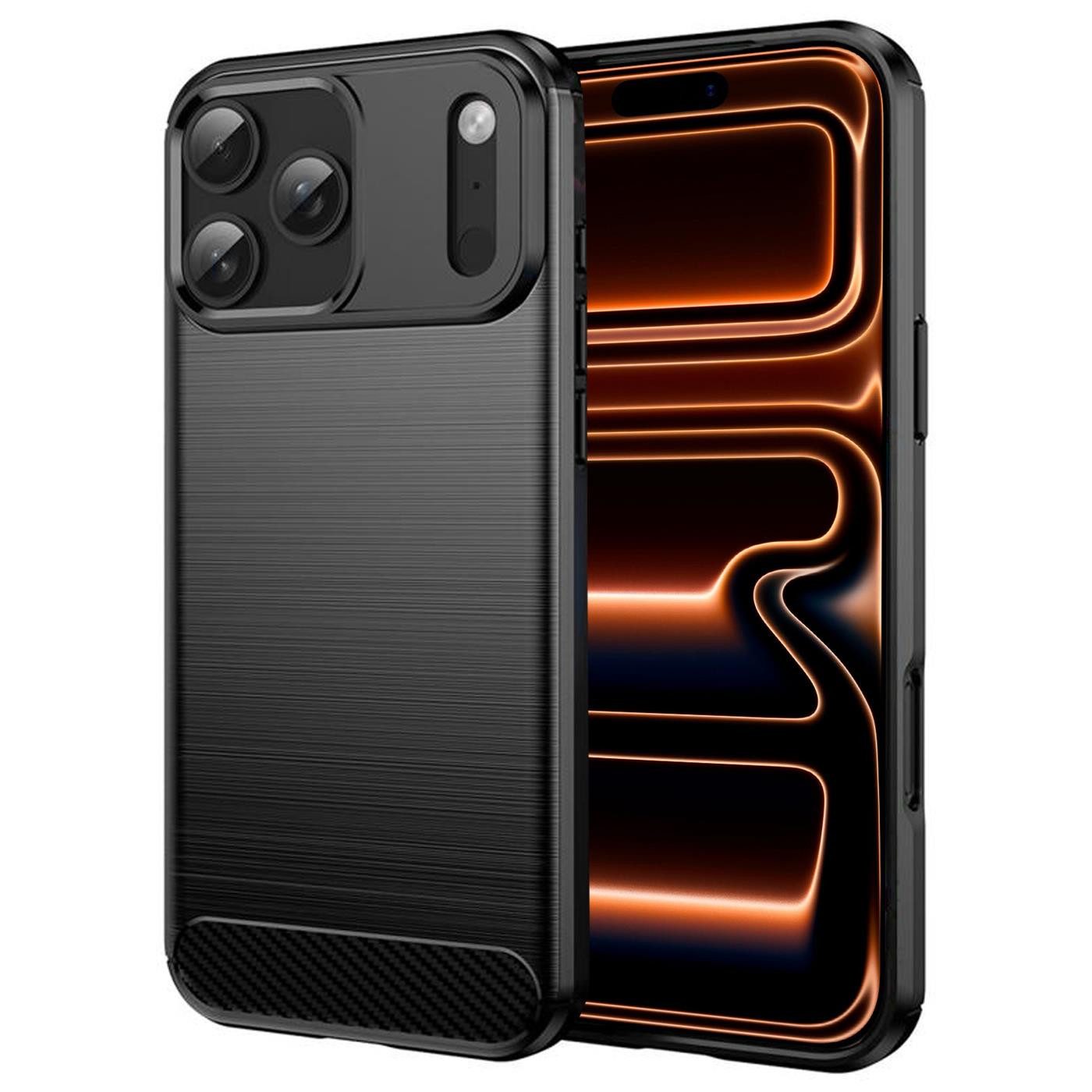 CoolGadget Handyhülle Carbon Handy Hülle für Apple iPhone 17 Pro 6,3 Zoll, robuste Telefonhülle Case Schutzhülle für iPhone 17 Pro Hülle