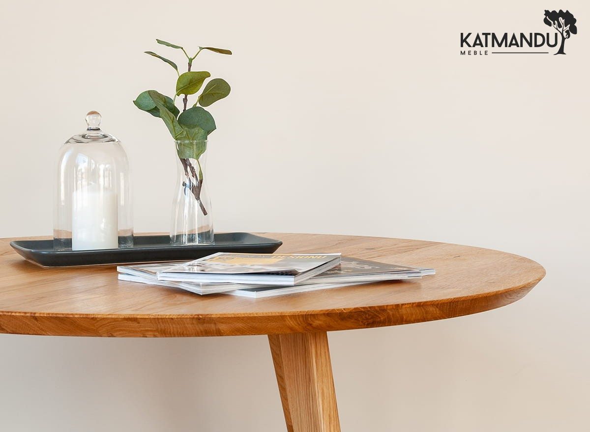 Katmandu Couchtisch Orbetello rund 90 cm aus massiver Eiche geölt (1-St), Massivholz hochwertig verarbeitet – Bild 3 von 5
