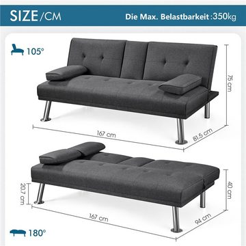 Yaheetech Schlafsofa Klappbares Couch Sofa mit Schlaffunktion Bettsofa, Liegefläche von 167 × 94 cm fürs Wohnzimmer/Schlafzimmer/Gästezimmer