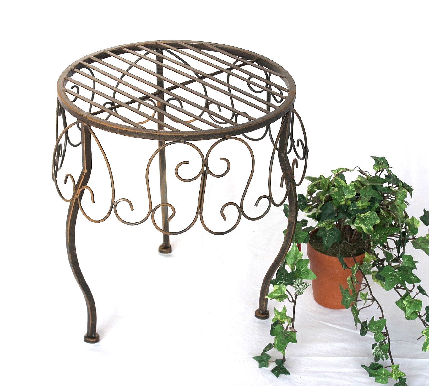 DanDiBo Blumenhocker Metall Braun Rund Blumenständer 140129 Beistelltisch Pflanzenständer