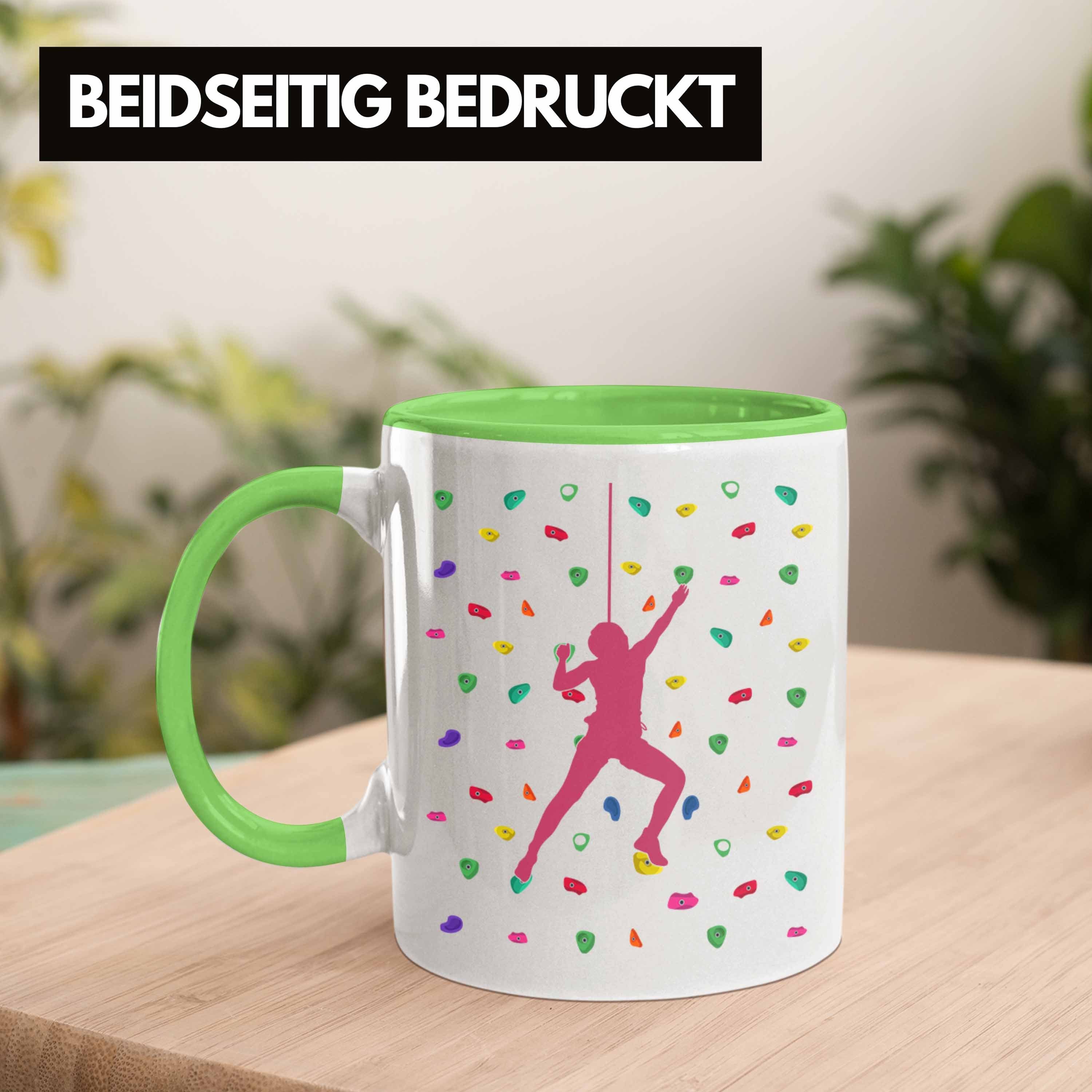 Trendation Tasse Trendation Kletterer Klettern Geschenkidee - Lustige Geschenk Tasse Tasse Grün Hobby