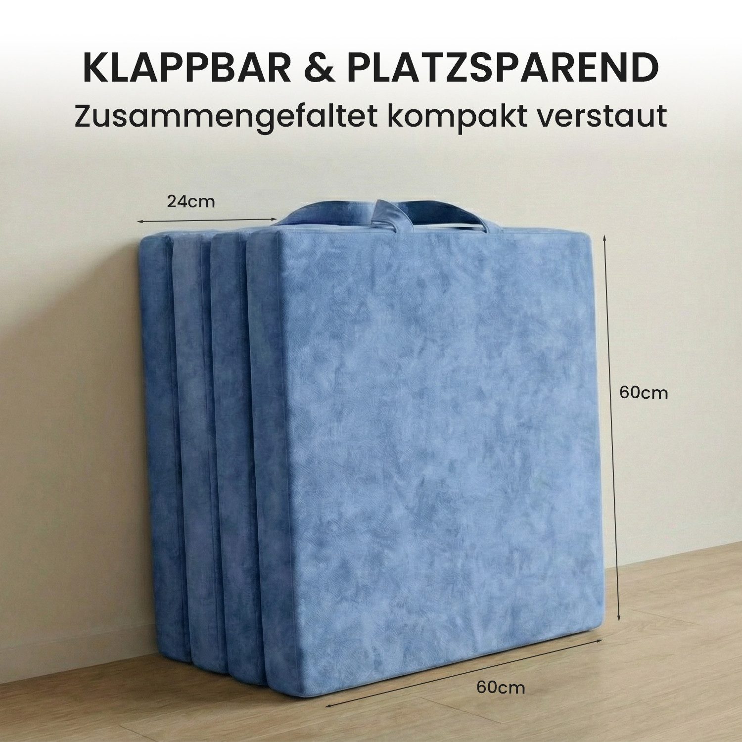 Jeflex Weichbodenmatte Jeflex Spielmatte Turnmatte klappbar VELVET DELUXE 120 x 120 x 6 cm