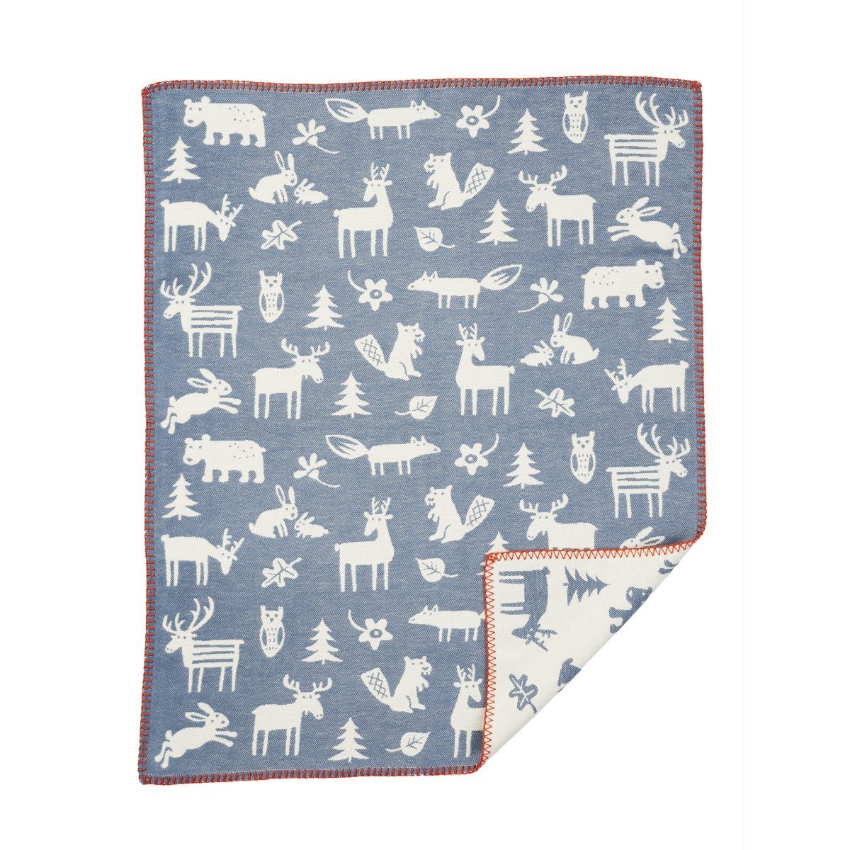 Wolldecke Baumwolldecke Forest blau 70x90 cm Kuscheldecke, Klippan Yllefabrik