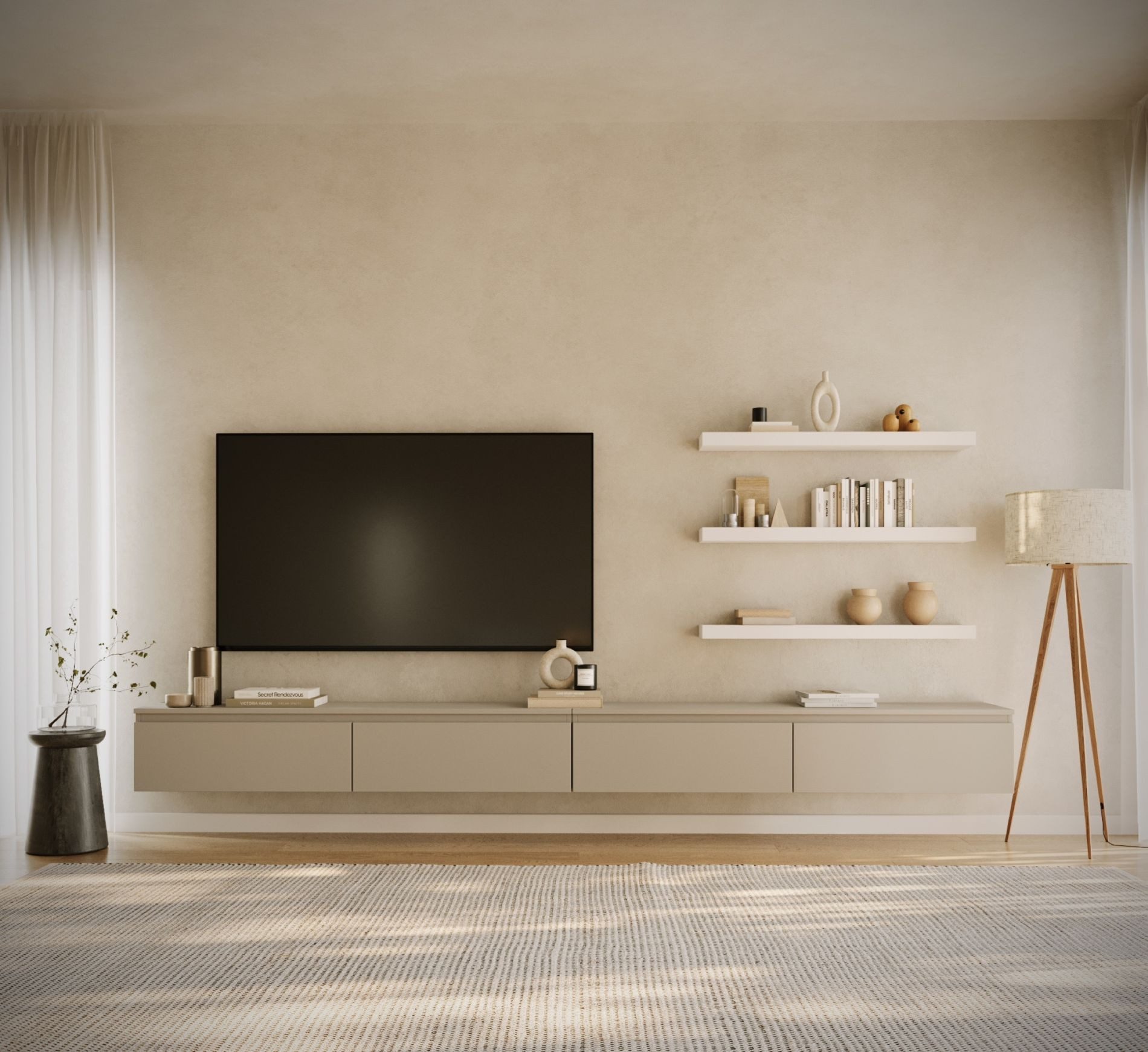 Selsey TV-Schrank BEMMI Hängendes TV-Board mit vier Klappen 300 cm günstig online kaufen