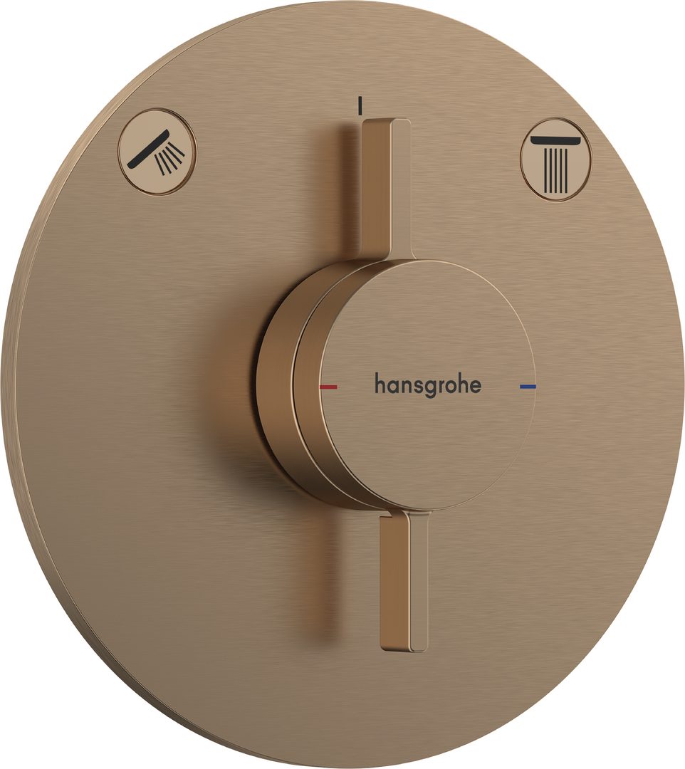 Hansgrohe und Bofler Duscharmatur Hansgrohe DuoTurn S Unterputz Armatur mit Umsteller + IBOX 2 (Unterputz Duschset, Duschanlage, Duschsystem, inkl. BOFLER Brauseset #83 Handbrause, Regendusche 30cm, Brausearm) wassersparende Regendusche, Gummidüsen, PVD brushed bronze