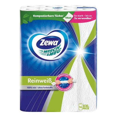 ZEWA Papierküchenrolle Wisch & Weg (16-St), 2-lagig, reinweiß mit Mikrowabenstruktur, 45 Blatt/Rolle (4x 4 Rollen)