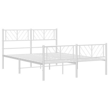 furnicato Bett Bettgestell mit Kopf- und Fußteil Metall Weiß 160x200 cm