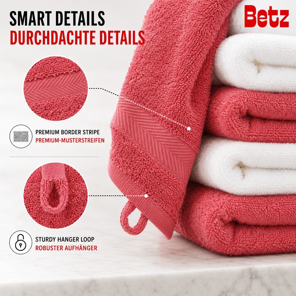 Betz Handtücher Premium Handtuch-Set 12-tlg., 100% Baumwolle (Set, 12-St), Duschtücher,Handtücher, Gästetücher, Seiftücher,Waschhandschuhe – Bild 4 von 5