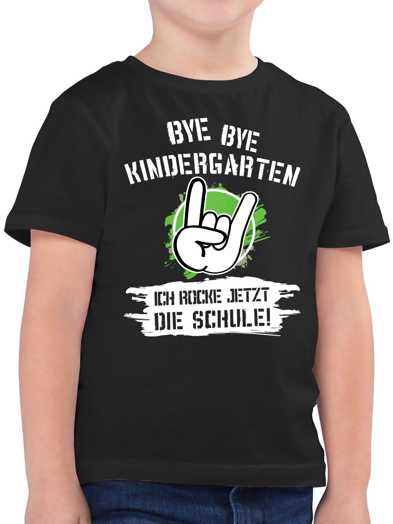 Shirtracer T-Shirt Bye Schule jetzt die Bye Junge 01 rocke Schulanfang Einschulung Geschenke ich Kindergarten Schwarz