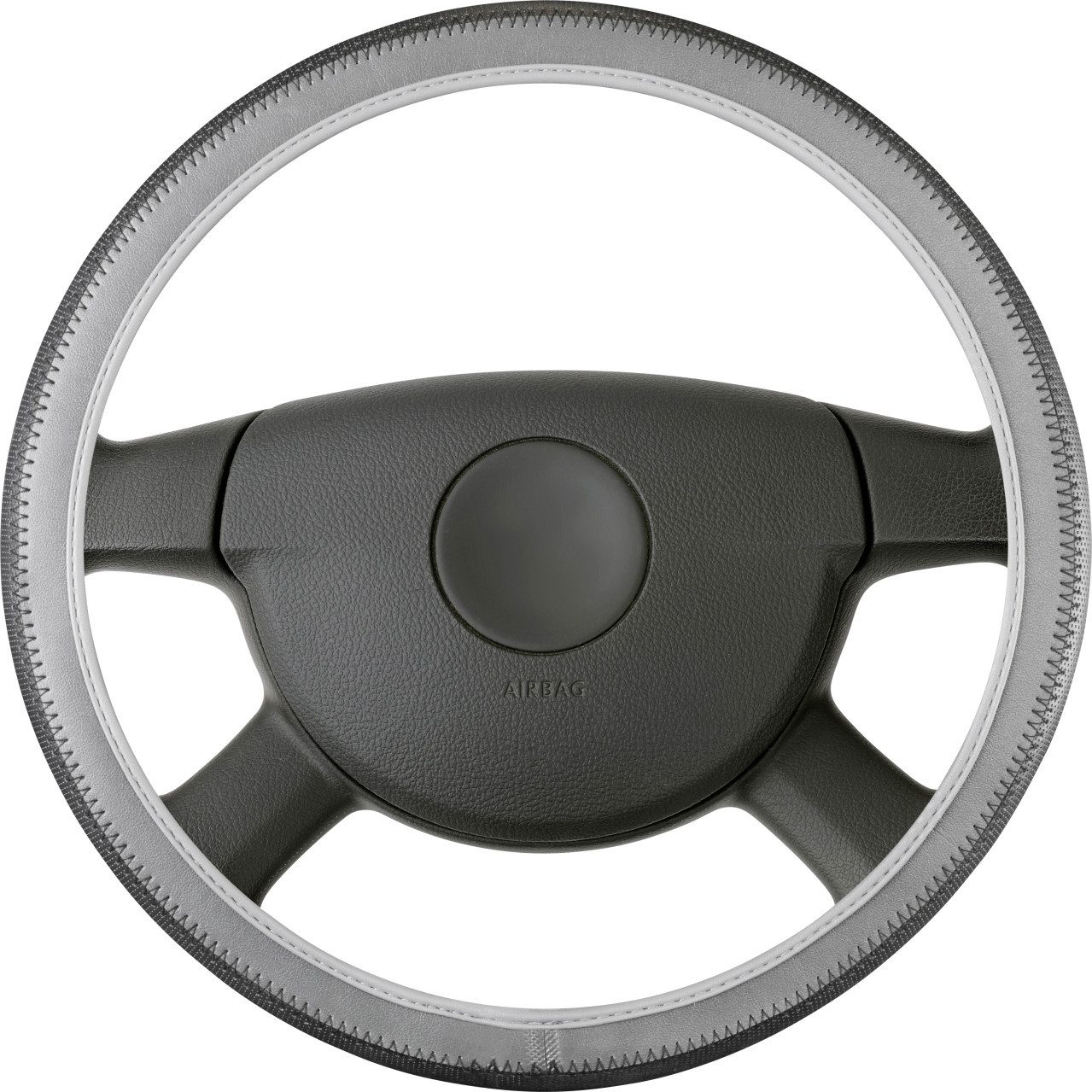 WALSER Lenkradbezug Walser Lenkradhülle Soft Grip Styler schwarz-grau