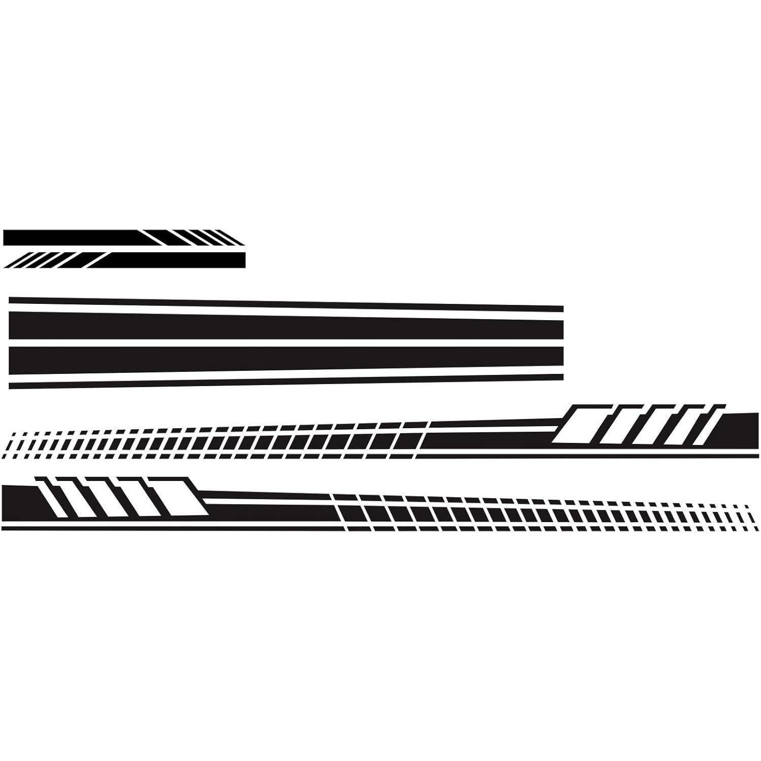 LuxusKollektion Aufkleber Auto Aufkleber 5PCS Racing Streifen Vinyl Rückspiegel Tür Schwarz