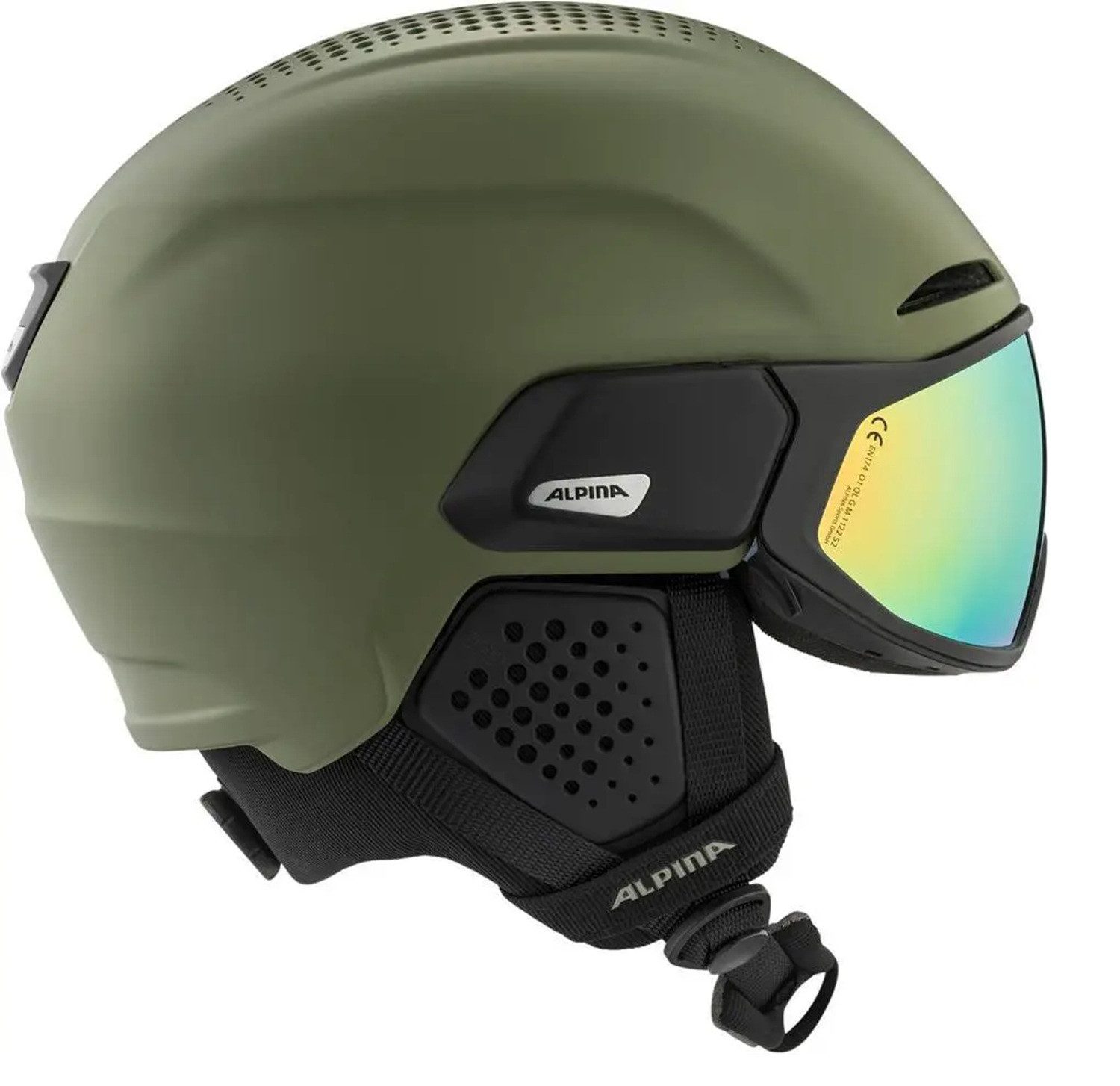 Alpina Sports Skihelm Alpina Alto Q-Lite Visier Skihelm Snowboardhelm olive matt blue A9236