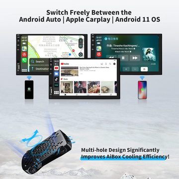 KARLE Kabelloser Carplay-Adapter, kabelloses CarPlay und Android Auto Auto-Adapter 5 GHz, keine Verzögerung, Plug-and-Play zu integriert in Disney+, Netflix, YouTube, TikTok, unterstützt TF-Karte, Mirror Link, für kabelgebundene OEM-CarPlay-Autos