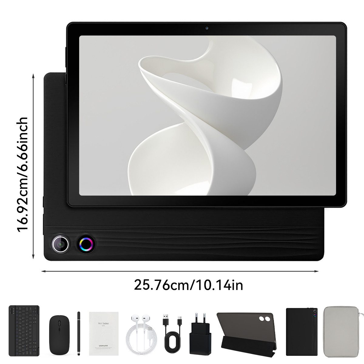 BUFO 11 Zoll Octa-Core 14(3+11)GB RAM+64GB 6800mAh, mit Tastatur Maus Stift Tablet (11", 64 GB, Android, AIC8800D80 802.11 a/b/g/n/ax/ac (WiFi 6) + BT5.3, Android 14, Duale Kamera, HD Display)