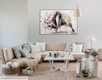 KUNSTLOFT Gemälde Stier gegen Matador 120x80 cm, Leinwandbild 100% HANDGEMALT Wandbild Wohnzimmer