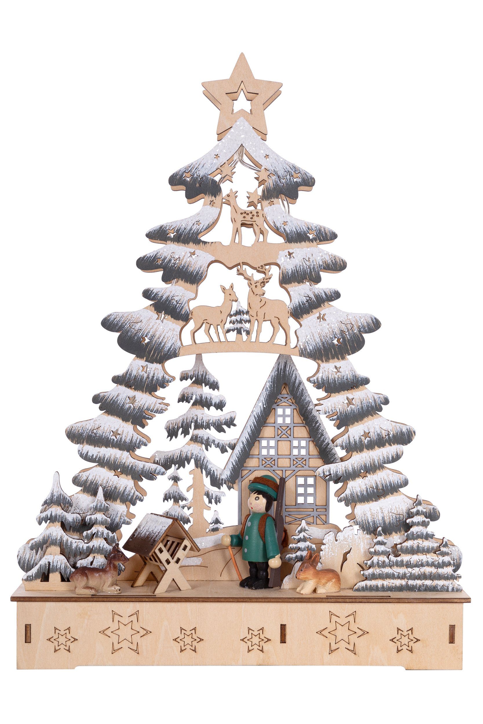 mit Weihnachsszene Wohnando Holz aus Weihnachtsbaum Verschneiter Weihnachtsdorf