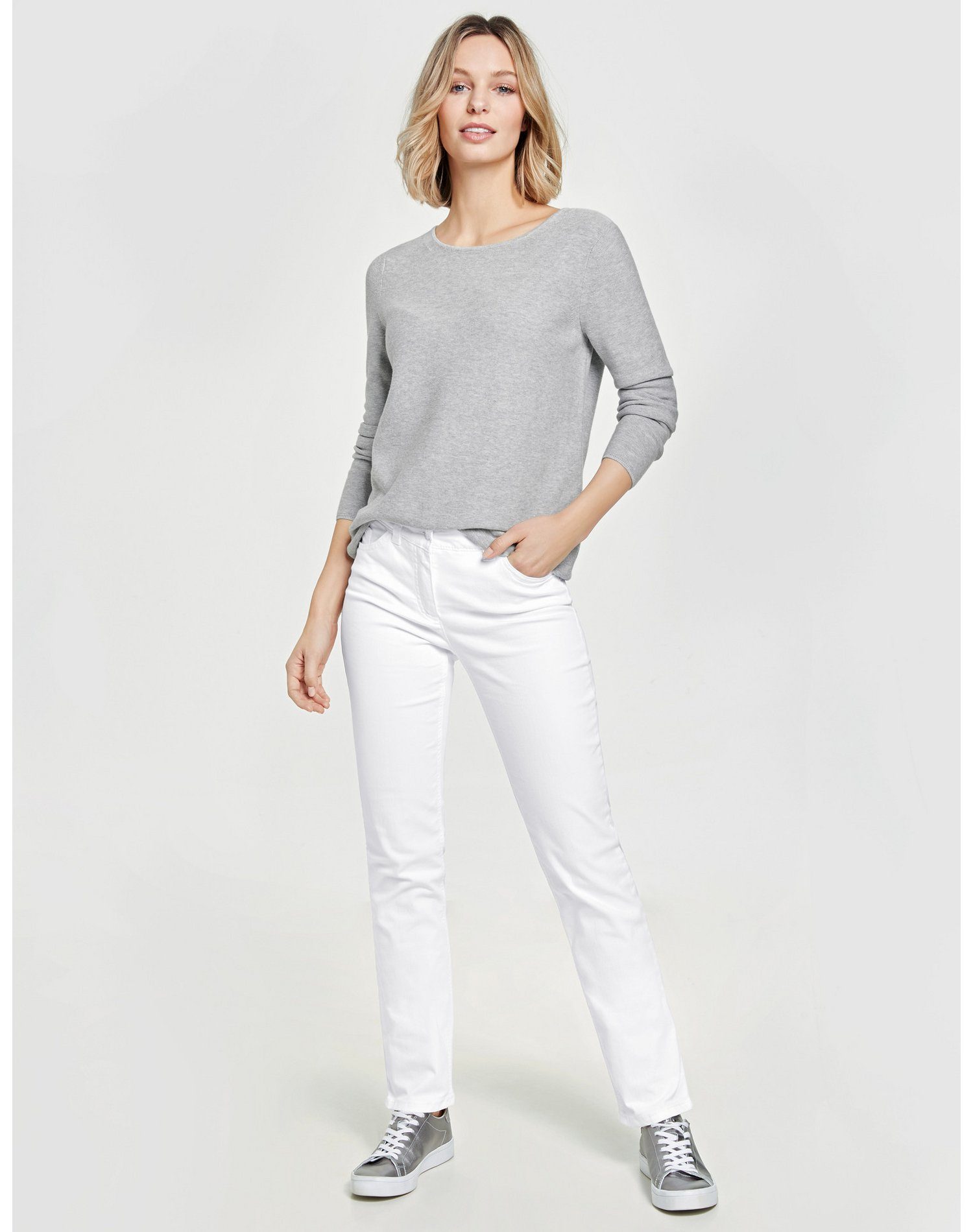 GERRY WEBER Best4me Hose Stretch-Jeans 5-Pocket weiß/weiß Figurformende