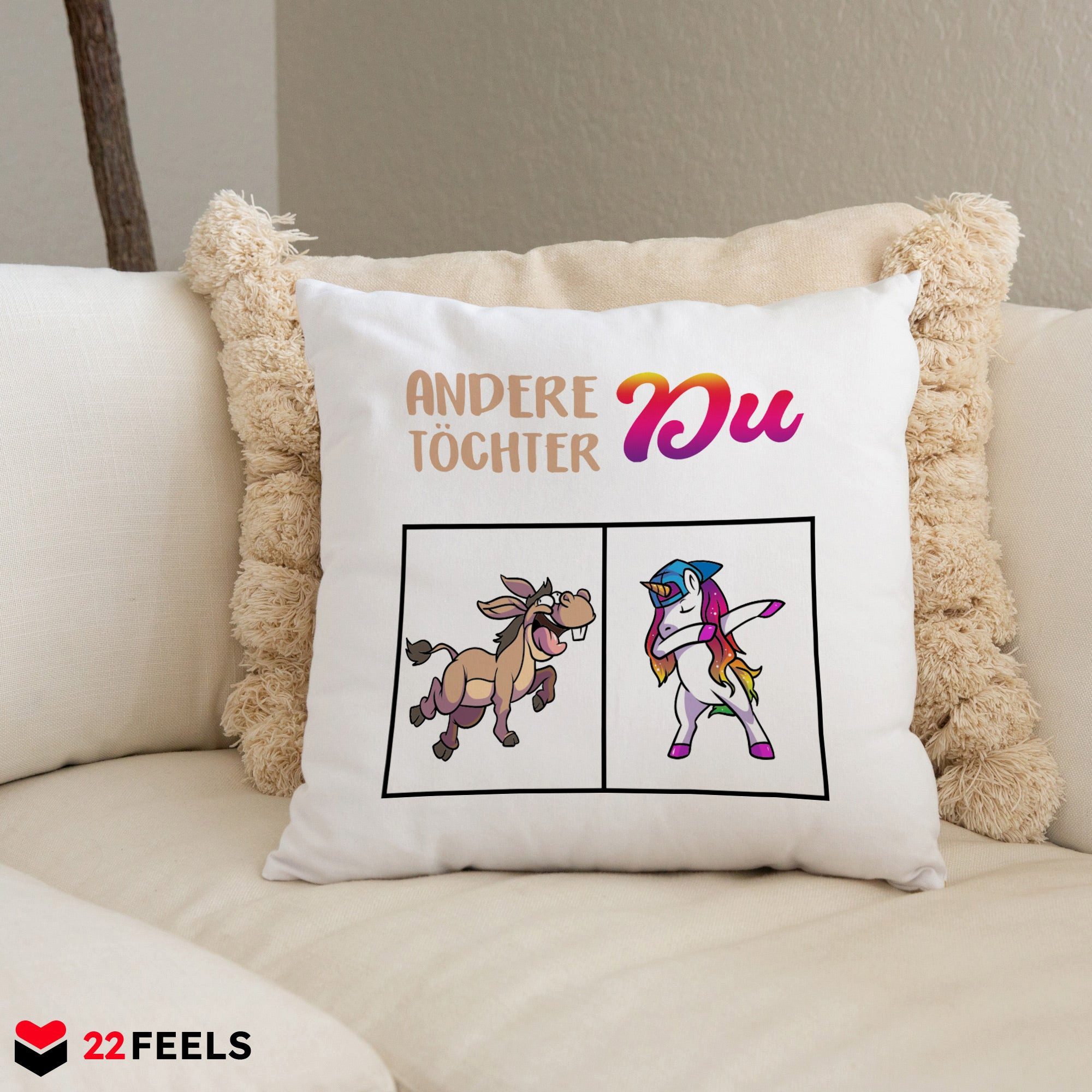 22Feels Dekokissen Tochter Geschenk 18. Geburtstag Weihnachten Abitur Matura Mädchen Deko, Deko mit Persönlichkeit