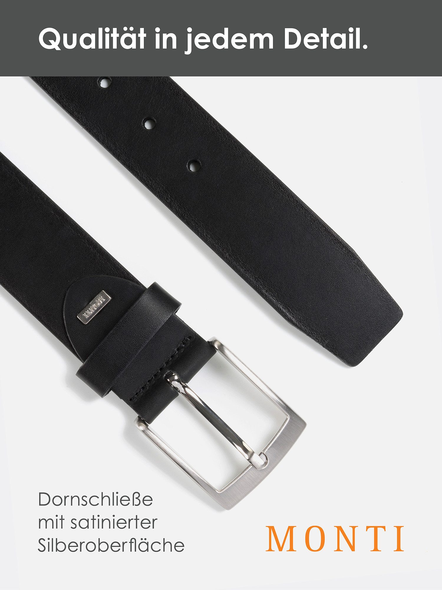 MONTI Ledergürtel TUSTON elegant, langlebig, glänzend