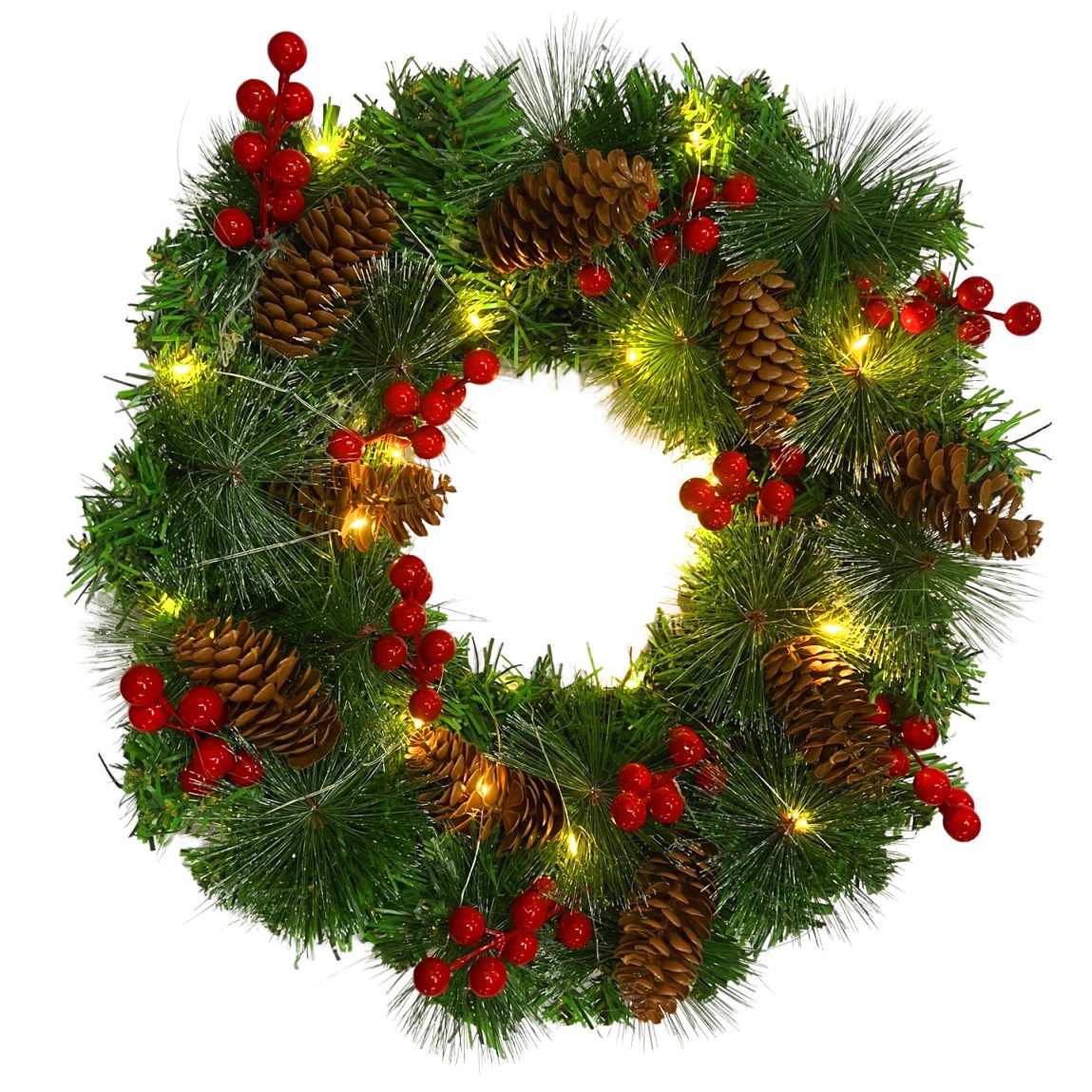 Kunstkranz 30-45cm Weihnachtskranz, Weihnachts Türkranz, Coonoor, Weihnachtsdekoration, Beeren und Tannenzapfen Kranz