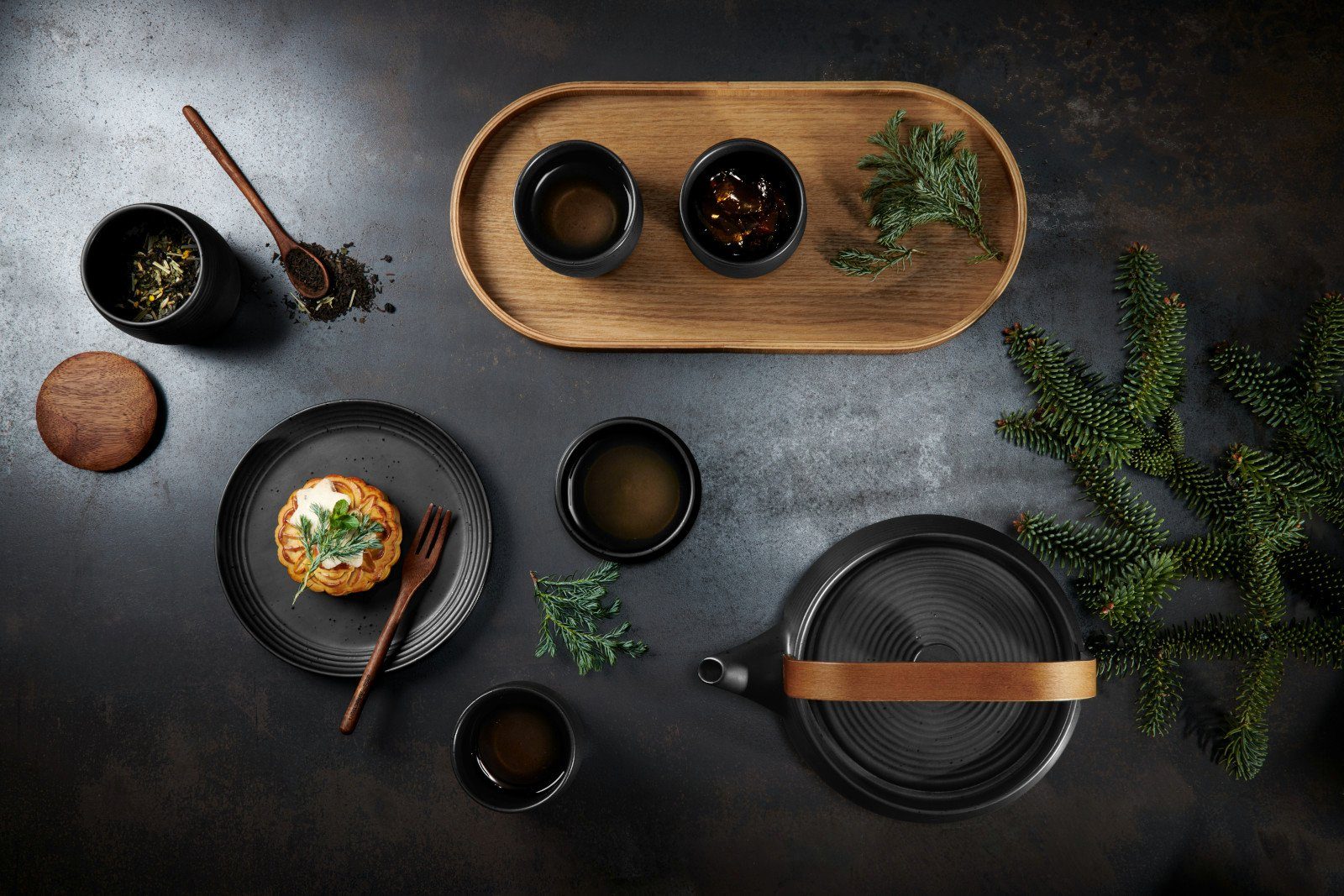 ASA SELECTION Teekanne kitchen'art Teekanne mit Holzgriff black 1,5l, 1.5 l, Geschirr