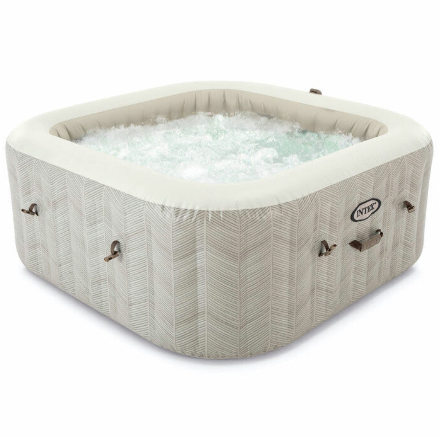 Steinbach Pool Whirlpool PureSpa Chevron Deluxe Square (creme, Ø 211 x 71 cm, aufblasbarer Whirlpool, (Set, mit Zubehör), quadratisch und freistehend